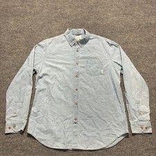 Ben Sherman Mens Button Down Shirt Size L Blue Cotton Pocket Long Sleeve