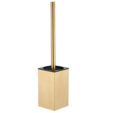 Gold Toilet Brush Holder Set Stainless Steel Bowl Cleaners Square Bathroom