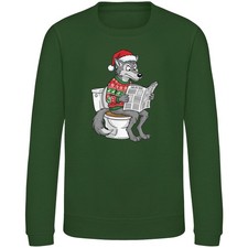 Funny Christmas Wolf Kids Sweatshirt Toilet Design Boys Girls Xmas Sweater Gift