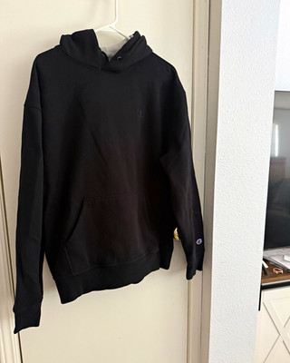 Champion Authentic Athleticwear Black Solid Fleece Pullover Hoodie Men L