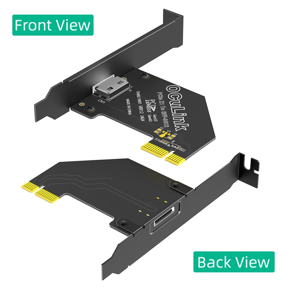 PCI-E 1X 4.0 to Oculink SFF-8611/8612 Adapter with Long Profile Bracket - Image 2 of 2