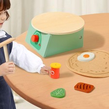 Wooden Play Food Pancake Toy Sets Fun Kitchen Pretend Play Food Set for Boys