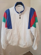 Sergio Tacchini Men's White Colorblock Full Zip Track Jacket 38 Stand-Up
