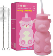 Honey Bear Straw Cup for Baby  Toddler   Soft Silicone Squeeze Training Straw C