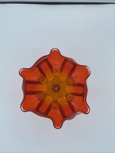 Vintage VIKING hand Blown Bowl Red/orange Glass - Picture 7 of 11