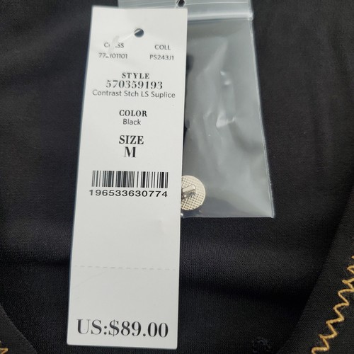 White House Black Market Womens Black Contrast Stitch Surplice Blouse Size M NWT - Picture 5 of 9