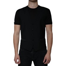 DOLCE & GABBANA Vest Black Wool Formal Dress Men Waistcoat IT50 / US40 /L 600usd
