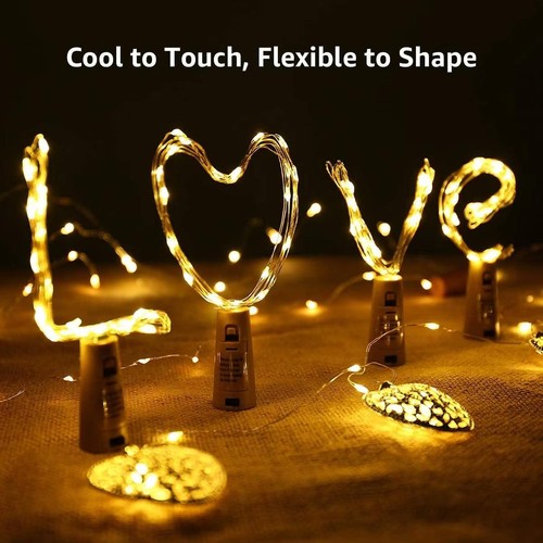 2M Wine Bottle Lights Valentines String For Shaped Wire Operated LED Party - Picture 5 of 27