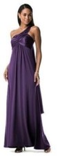 David's bridal One-Shoulder Long Jersey Dress with Cascade royal Purple size 8