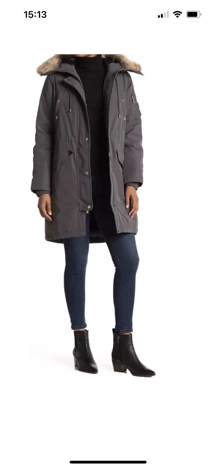 Giacca Anorak Michael Kors donna Missy piumino imbottito pelliccia sintetica cappuccio taglia XS $330