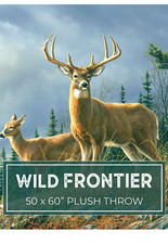 Wild Frontier Plush Blanket Throw Whitetail Deer Buck  Doe 50 X 60-inch Soft