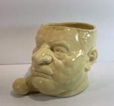 Joli pot à tabac céramique, homme à la moustache fumeur de pipe, Mc 5