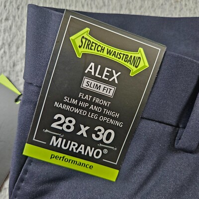 $69 NWT Murano ALEX Dress Pants Men 28x30 - Slim Fit Performance Flat Front Navy | eBay $69 NWT Murano ALEX Dress Pants Men 28x30 - Slim Fit Performance Flat Front Navy | eBay