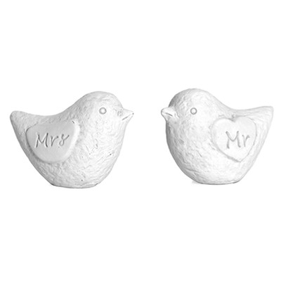Mr & Mrs Zement Vögel Hochzeit Tischdeko Garten Ornamente Paar Vintage süß 