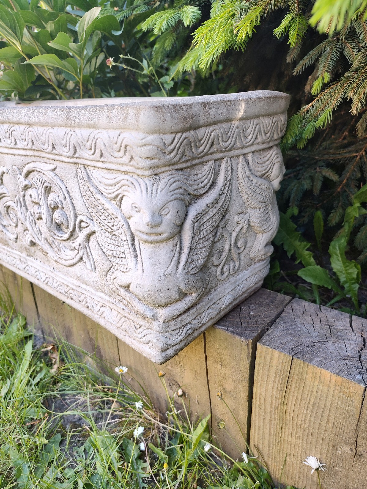 Two Matching Vintage Stone Garden Planters Pots eBay