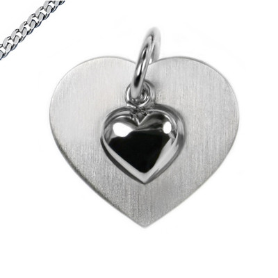 Pendant heart with chain and engraving also zodiac sign 925 silver zodiac sign