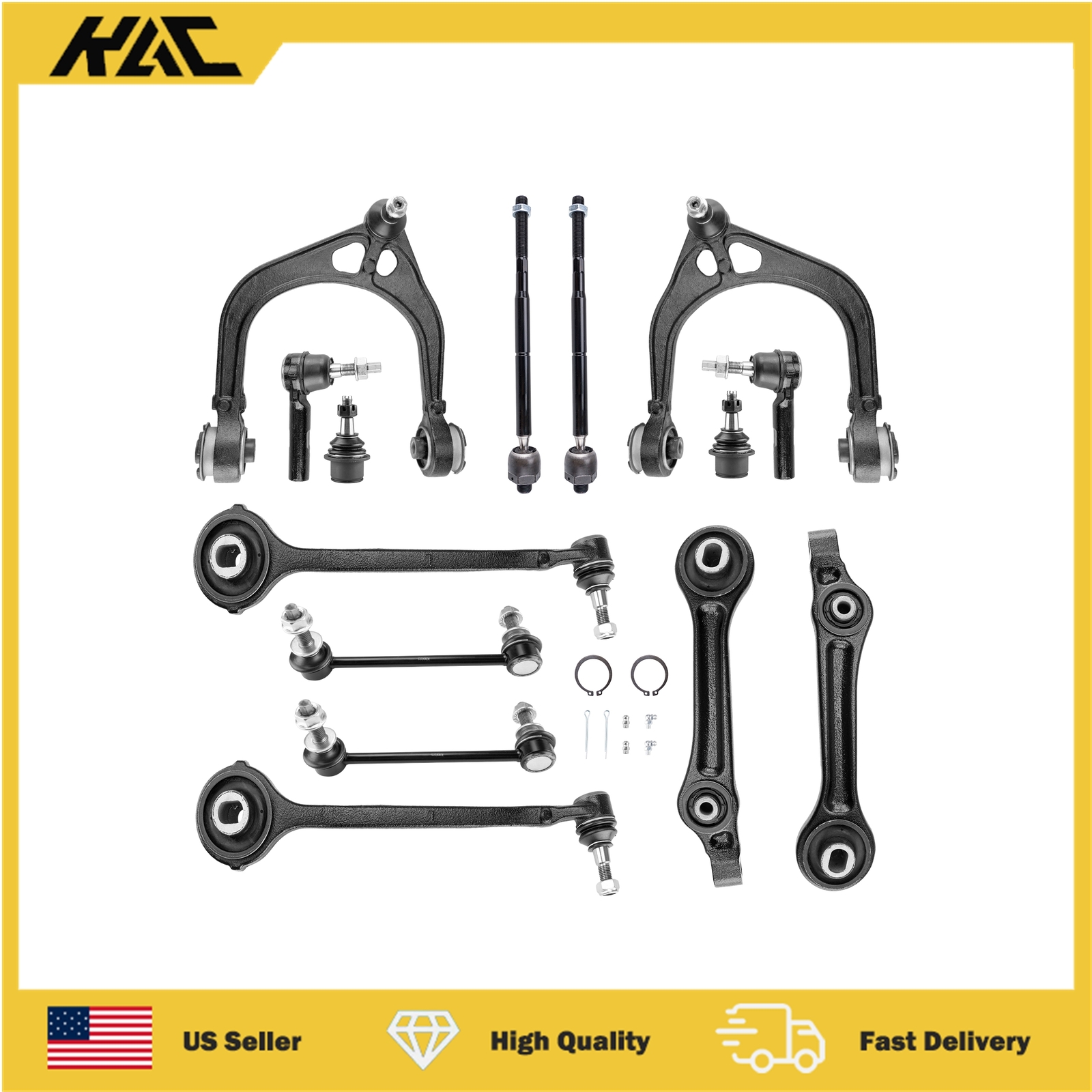 14X Front Control Arms & Tie Rod RWD Suspension Kit for Dodge Charger Chrysler 300