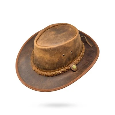 Lederhut Western Cowboy Unisex – Outdoor Hut Reiten, Wandern & Abenteuer Braun - Bild 1 von 4