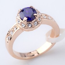 R3055 Solitaire Engagement Wedding Ring 18KGP CZ Crystal Size K1/2 - S