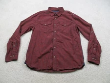 Prana Shirt Mens Medium Red Plaid Button Up Roll Up Long Sleeve Organic Cotton