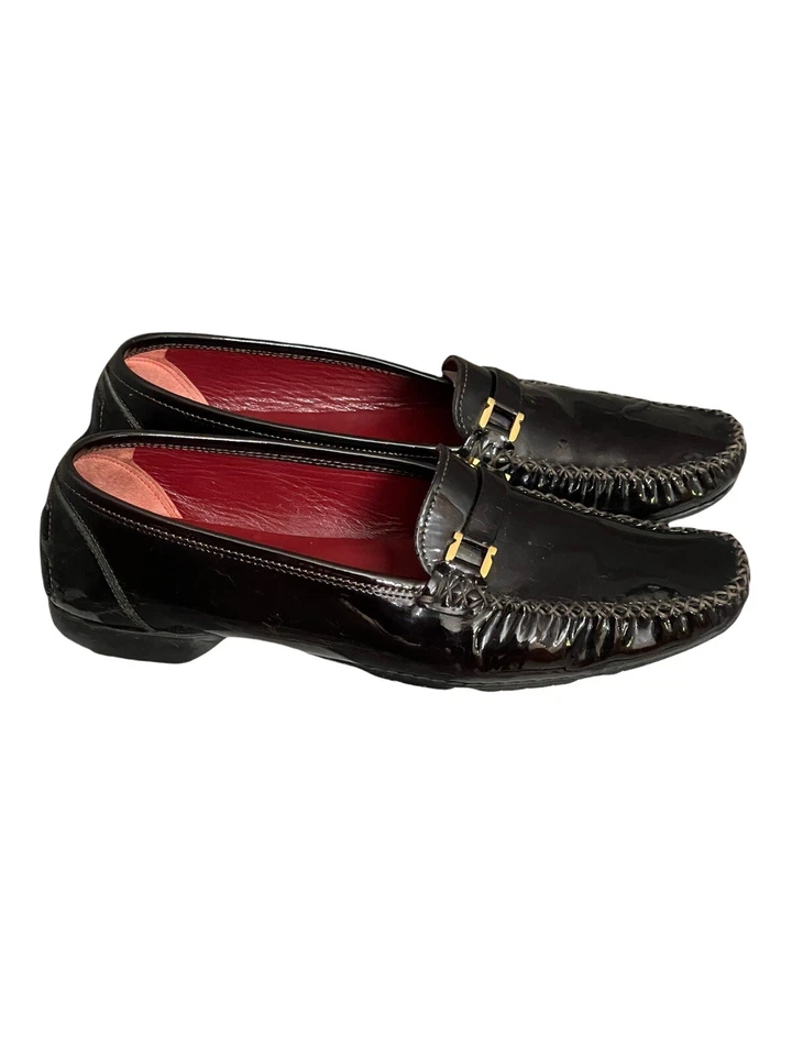 Salvatore Ferragamo 🇧🇬 Zapatos de Conducción de Cuero Patente talla 7.5 2A Foto 4 de 4