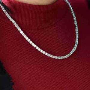 4mm 18 inch Lab-Created Diamond Tennis Necklace, Excellent 14K White Gold Plated
