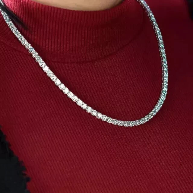 4mm 18 inch Lab-Created Diamond Tennis Necklace, Excellent 14K White Gold Plated