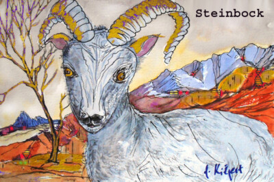 Tierkreiszeichen ''Steinbock'' REGENBOGEN-ART Aceo Print 9 x 6,4 cm 22.12. - 20.1.