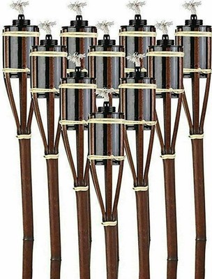 12 Fackeln Gartenfackel Bambus Öl 90cm Braun Fackel Garten ...