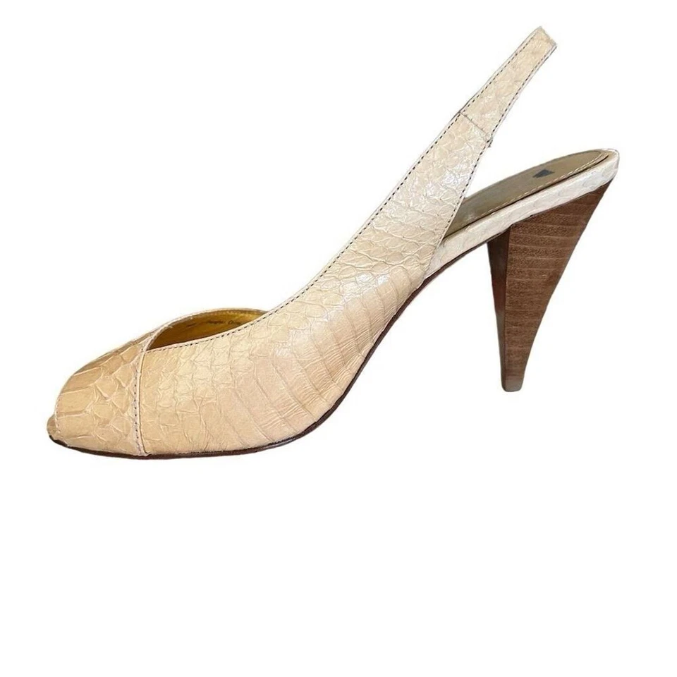 Tacones Liz Claiborne Vintage Crema Piel de Serpiente Talla 7M Foto 4 de 4
