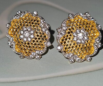  WEISSER TOPAS 18K GOLD über 925 STERLINGSILBER OHRRINGE