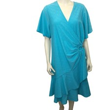 Michael Kors Plus Size Paisley Eyelet Knit Surplice V-Neck dress 1X NEW WITH TAG