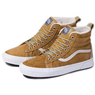 brown vans with fur inside