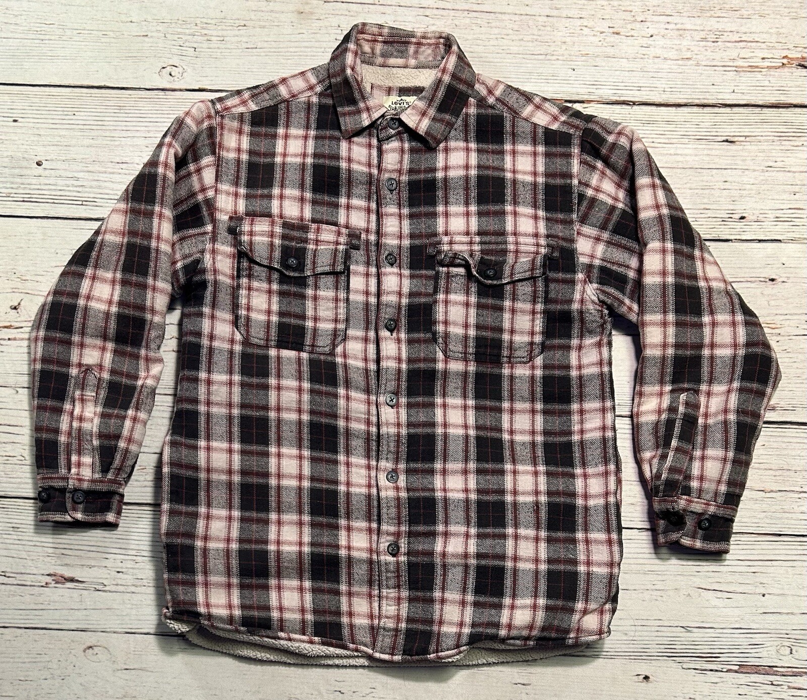 Levi’s Sherpa Fleece Lined Flannel Jacket Plaid Men’s Sz M