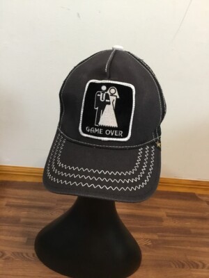 Goldstar Trucker Cap Hat - GAME OVER - Gray/Black  SnapBack One Size