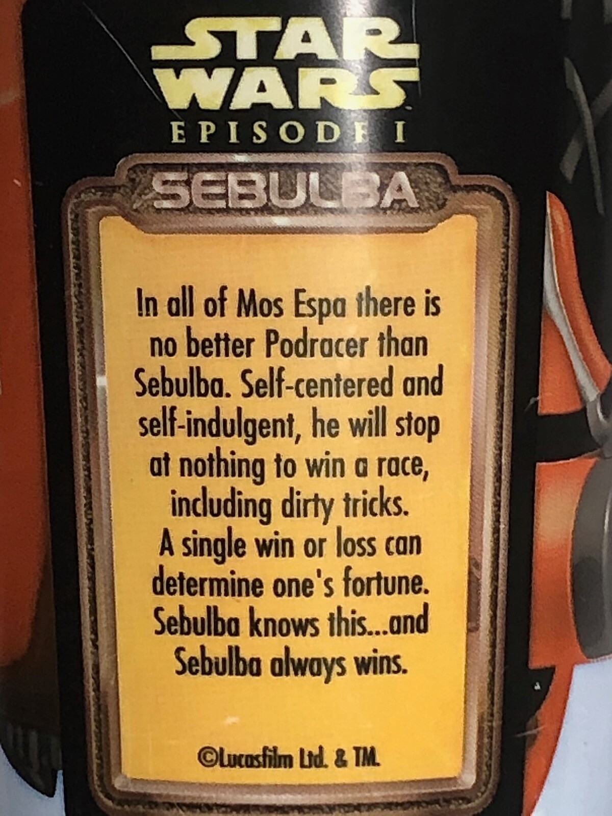 Classic Star Wars Episode I Sebulba Action Figure Plastic Cup Tumbler 1999 Pepsi - Picture 4 of 5