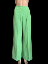 VTG Glen Of Michigan Green Bell Bottom Wide Leg Pants Side Button 30  Wx30  