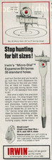 1977 Vintage Print Ad Irwin Stop hunting for bit sizes Micro Dial Strait-Line