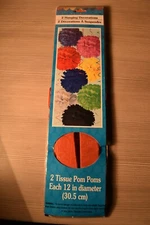 Celebration Colorful Tissue Pom Poms 12" Red Hanging Decorations 2-pack