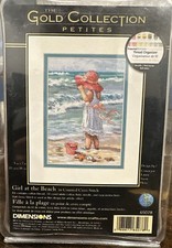 Dimensions Gold Collection Petites GIRL AT THE BEACH Cross Stitch Kit 65078