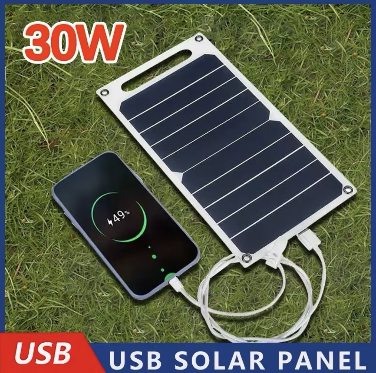 Pannello solare da 30W con USB impermeabile per escursionismo e campeggio