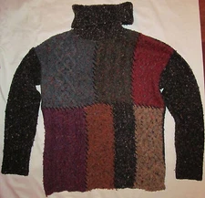 CURIO knobby patchwork colorblock mock  turtleneck pullower oversized sweater S
