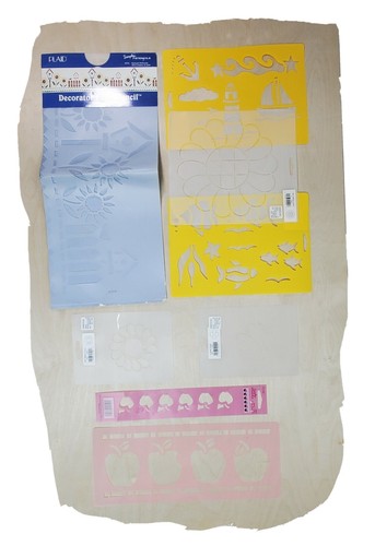 Plastic Stencil Sheets 8 Count Clover Flower Apple Fish Nautical Home - Picture 10 of 10
