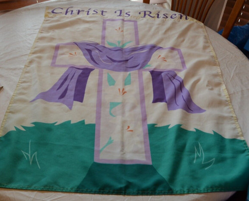 Unbranded Wall Banner Outside Flag Christ is Risen 29.5" X 39" Pre-owned