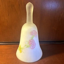 Pink Carnations Toscany White Satin Frosted Glass Bell Flowers Japan Vintage