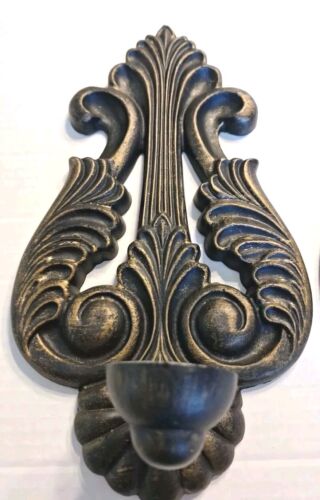 Vintage Homco Sconces Cast Metal Wall Candle Art Nouveau Victorian Ornate MCM - Picture 2 of 13