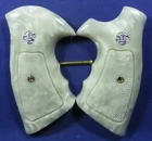 New, Resin Pearl Checkere grips for S&W Revolvers, K, L Frame, Square/Round Butt