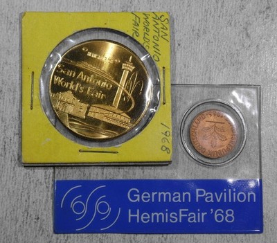 Pair of Souvenirs, 1968 Hemisfair, 1968 Worlds Fair San Antonio, TX