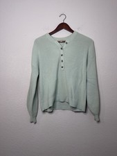 Loft Light Mint Button-Front Sweater Size Medium
