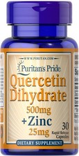 Puritan's Pride Quercetin Dihydrate 500 mg  Zinc 25 mg-30  Rapid Release